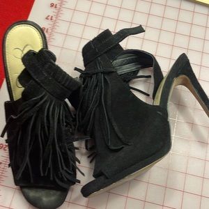 Jessica Simpson black suede fringe booties size 8.5